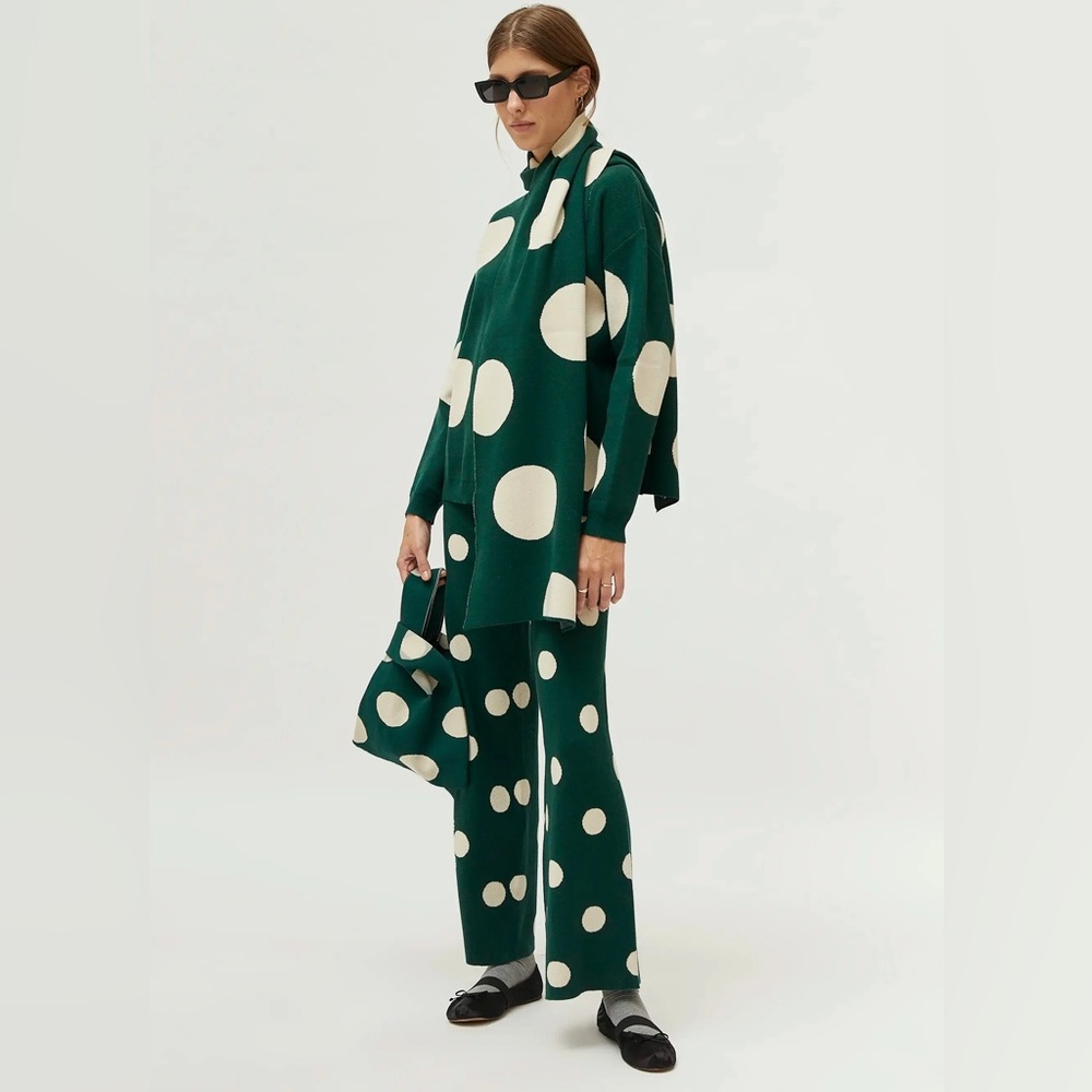 Green Polka Dot matching knit set